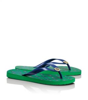 Tory Burch shoes - printed FLIP FLOP - emerald green monaco blue.jpg